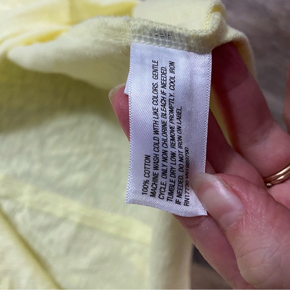 Butter Yellow V-Neck Cotton Short Sleeve Midi Dress with Front Slit Size Small - Picture 4 of 6